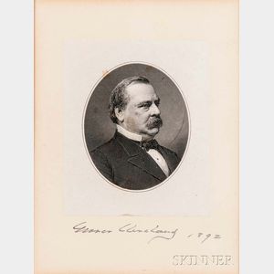 Cleveland, Grover (1837-1908) Steel Engraved Portrait with Signature, 1892.