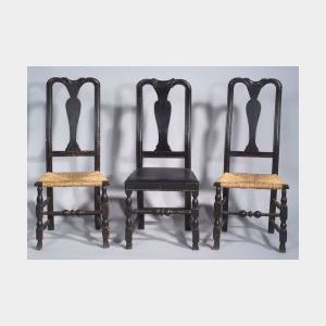 Three Similar Painted and Carved Queen Anne Side Chairs
