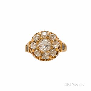 Antique Gold and Diamond Cluster Ring