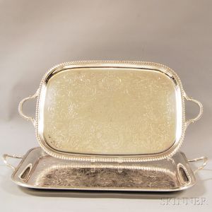 Two Large Silver-plated Serving Trays