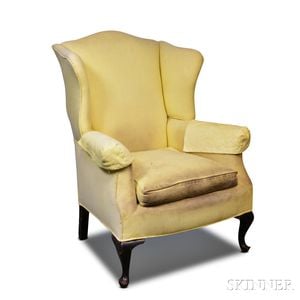 Queen Anne-style Upholstered Mahogany Easy Chair
