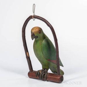 Carved and Painted Parrot