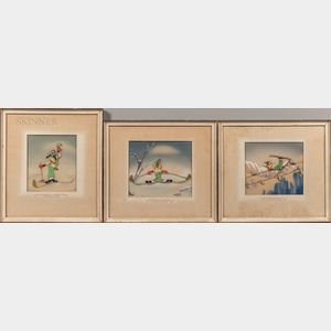 Walt Disney Studios (American, 20th Century),Three Production Cels from The Art of Skiing (1941): The First Essential is Correct Attir