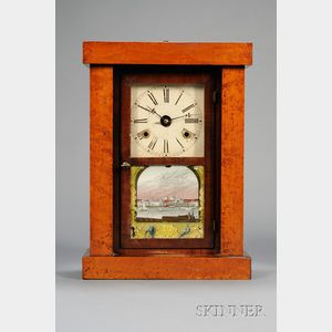 Mahogany and Bird's-eye Maple Empire Shelf Clock by Chauncey Jerome