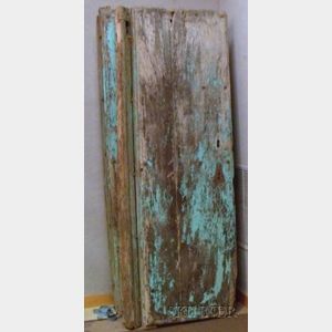 Two Provincial Mexican Turquoise Blue-painted Architectural Wooden Doors