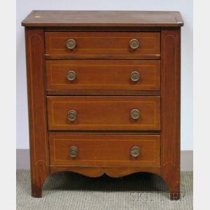 Diminutive Late Federal Inlaid Mahogany Four-Drawer Chest