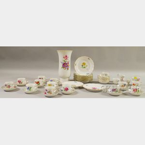 Group of Meissen Floral-decorated Porcelain Tableware