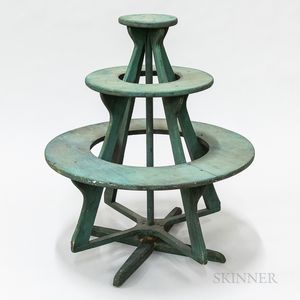 Green-painted Pine Three-tier Rotating Crock Stand