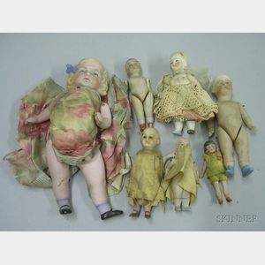 Seven Small All-Bisque Dolls