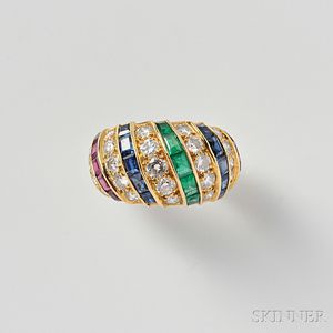 18kt Gold Gem-set Ring, Cartier