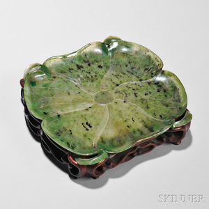 Jade Lotus Leaf Tray with Stand