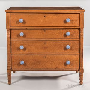 Tiger Maple and Bird's-eye Maple Chest of Drawers