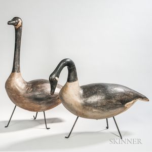 Two Carved and Painted Stacy Bryanton Standing Canada Goose Decoys