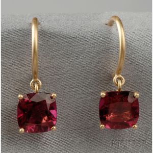 18kt Gold and Rubellite Earpendants