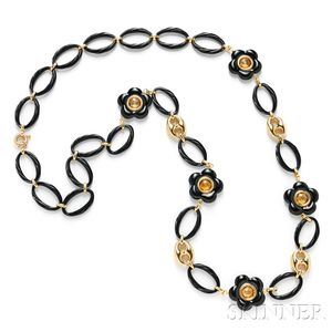 18kt Gold, Onyx, and Citrine Longchain