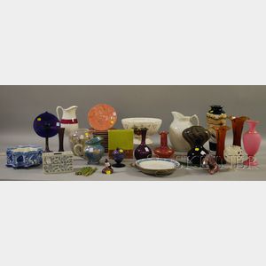 Twelve Pieces of Contemporary Art Glass and Twenty-three Pieces of Assorted Ceramic Tableware