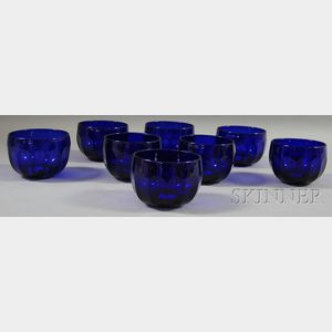 Eight Cobalt Blue Glass Finger Bowls