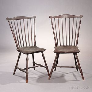 Pair of Bamboo-turned Fan-back Windsor Chairs