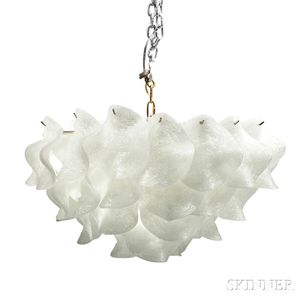 Murano Glass and Chromed Metal Chandelier