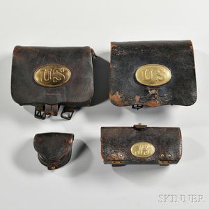 Three Civil War-era Cartridge Boxes and a Cap Box