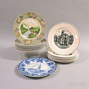 Eighteen Adams and Copeland Spode Transfer-decorated Plates