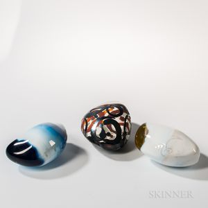 Three Arlan Huang Art Glass Sculptures