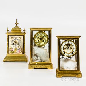 Three French Brass Mantel Clocks