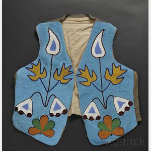 Plateau Beaded Cloth and Hide Vest