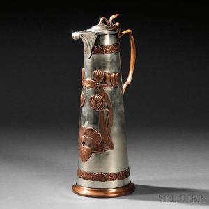 Russian .875 Silver and Copper Art Nouveau Wine Ewer