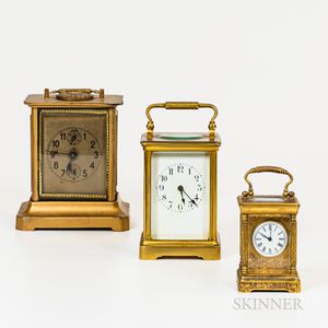 Three European Brass Carriage Clocks