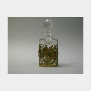 Gilt Bronze Floral Mounted Colorless Glass Decanter.