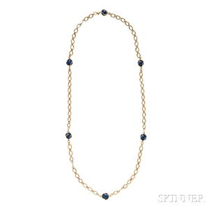 18kt Gold and Lapis Chain