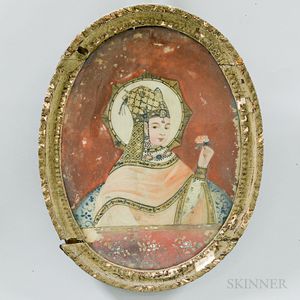 Framed Reverse Glass Painting of a Lady