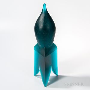 Vladimira Klumpar (Klumparova) Figurehead Rocket Art Glass Sculpture