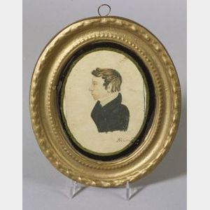 American School, 19th Century Miniature Profile Portrait of a Gentleman.