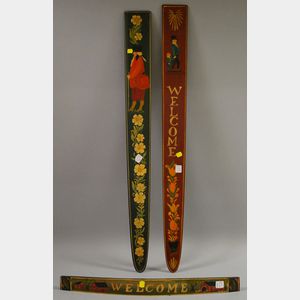 Three E. Dean Folk Art Polychrome Paint-decorated Wooden Items