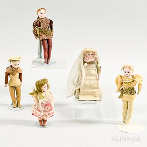 Five Small French Character Dolls