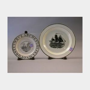 English Creamware Marine Plate and a Childs Staffordshire ABC Plate.