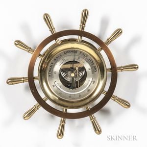 Chelsea Brass and Polished Bronze Yacht Wheel Aneroid Wall Barometer