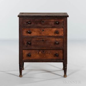 Walnut and Cherry Child's Chest of Four Drawers
