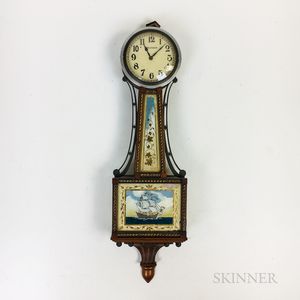 Miniature Waltham Reverse-painted Walnut Patent Timepiece