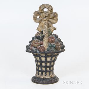 Cast Iron and Painted Flower Bouquet Doorstop