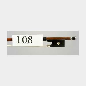 French Silver Mounted Violin Bow, Claude Thomassin