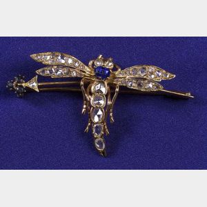 18kt Gold, Diamond and Sapphire Insect Pin
