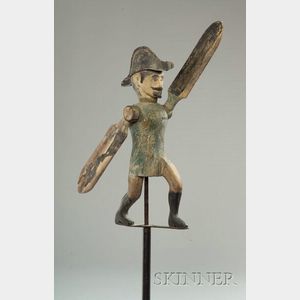 Carved and Polychrome Painted Wood and Zinc Soldier Whirligig
