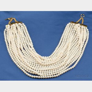 Cultured Pearl Multi-Strand Bib Necklace