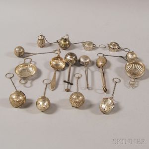 Group of Approximately Fifteen Tea Strainers