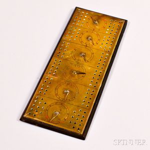 Brass Cribbage Board and Game Counter