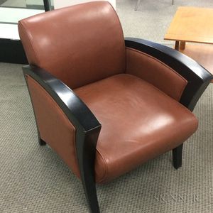 Art Deco-style Leather-upholstered Armchair