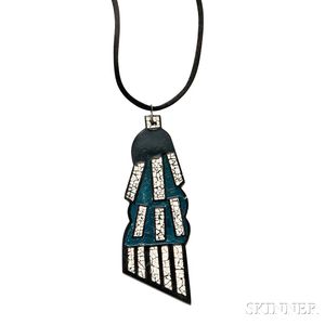 Art Deco Lacquer and Eggshell Pendant, Attributed to Jean Dunand